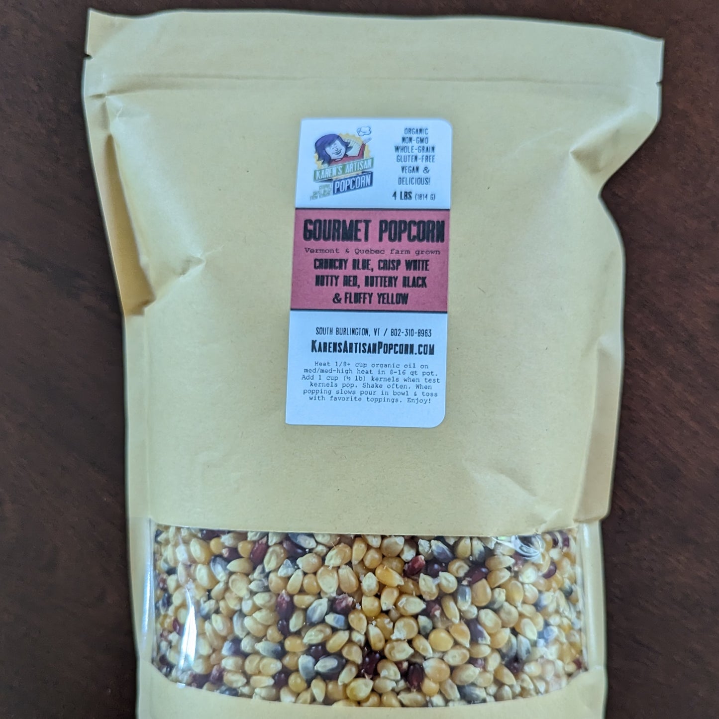 4 lbs Karen's Gourmet Popcorn Kernel Mix (resealable bag)