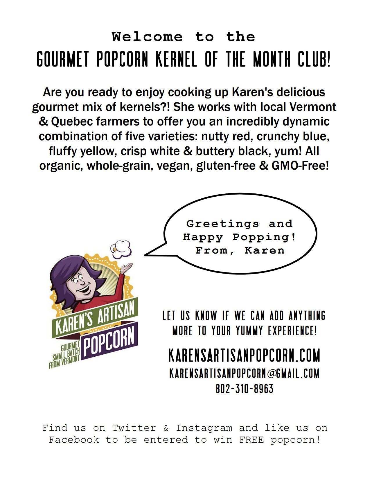 4 lbs Karen's Gourmet Popcorn Kernel Mix (resealable bag)