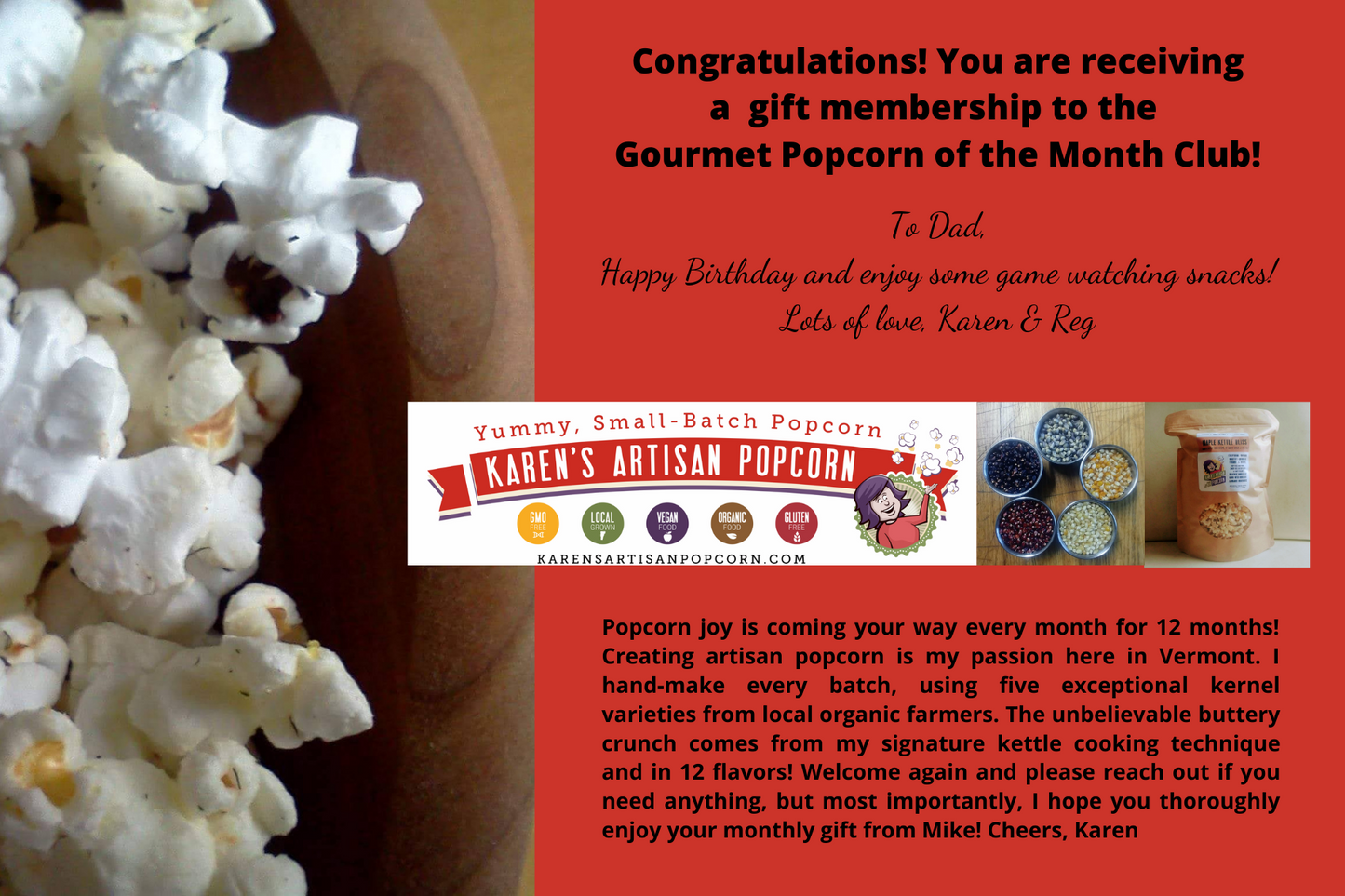 Gourmet Popcorn of the Month Club (pay as you go option)